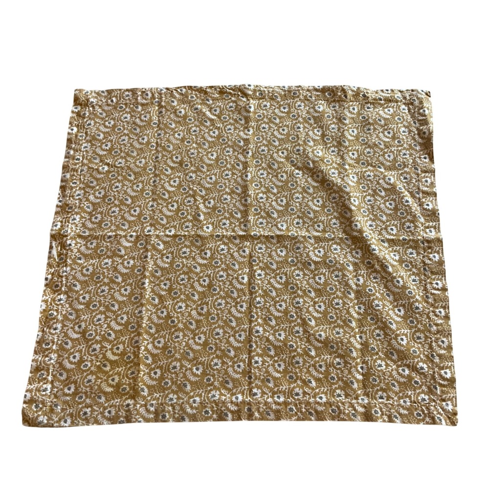 Williams Sonoma Pillowcase Standard Cotton Floral Print Mustard‎ Yellow White